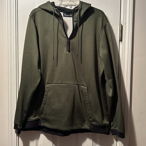 🦾Under Armour Cold Gear Men’s Pullover Sweatshirt Hoodie XL Dark Green - Picture 2 of 16
